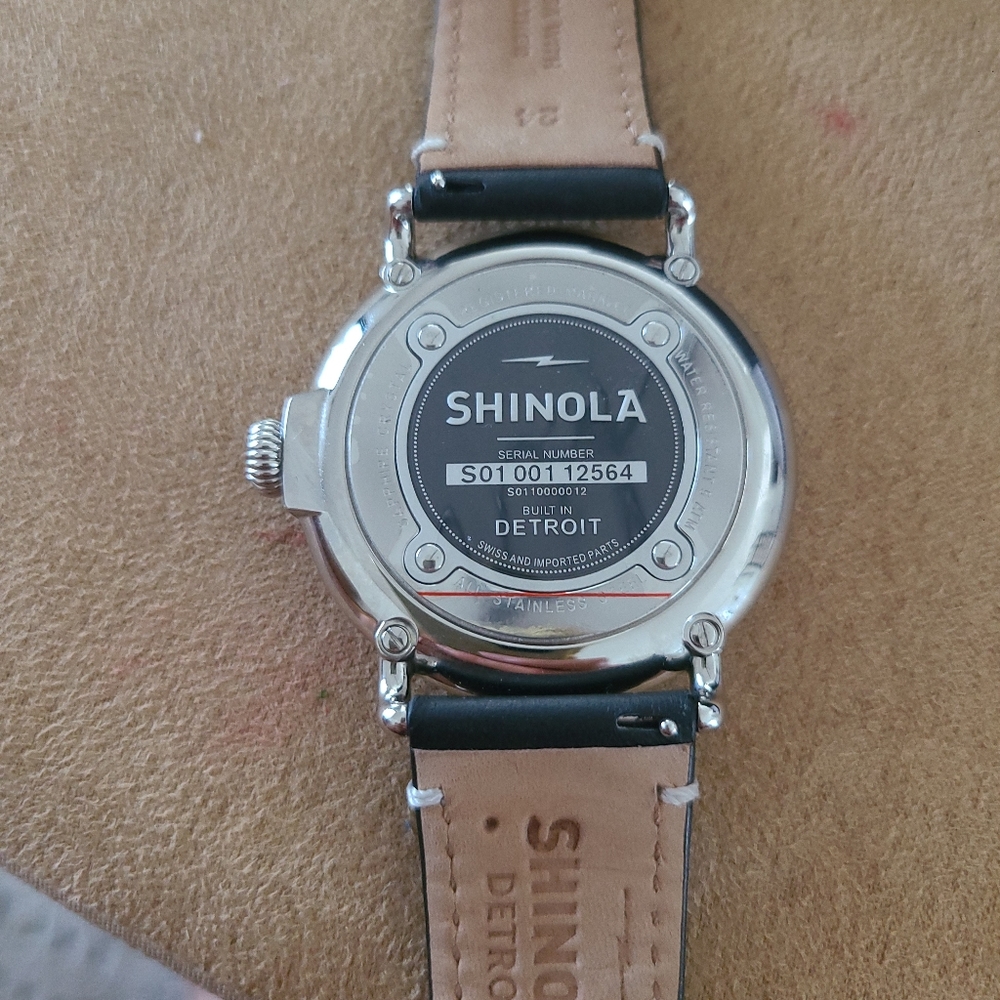 Shinola Runwell 47mm Black Leather Strap Watch S0110000012 - Picture 6 of 6